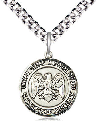 Sterling Silver National Guard St Christopher Medal Religious Jewelry Engraved Catholic Saint Jewelry