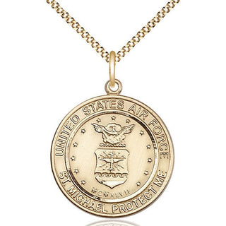 14kt Gold Filled Air Force St Michael Medal Catholic Jewelry Engraved Catholic Saint Jewelry