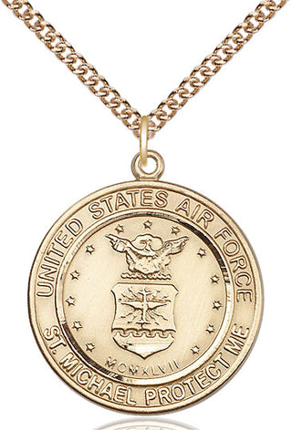 14kt Gold Filled Air Force St Michael Medal Catholic Jewelry Engraved Catholic Saint Jewelry