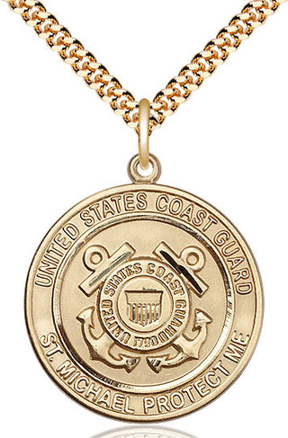 14kt Gold Filled Coast Guard St Michael Medal Catholic Jewelry Engraved Catholic Saint Jewelry