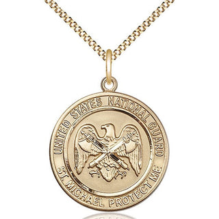 14kt Gold Filled National Guard St Michael Medal Catholic Jewelry Engraved Catholic Saint Jewelry