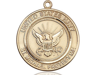 14kt Gold Filled Navy St Michael Medal Engraved Catholic Saint Jewelry