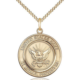 14kt Gold Filled Navy St Michael Medal Catholic Jewelry Engraved Catholic Saint Jewelry