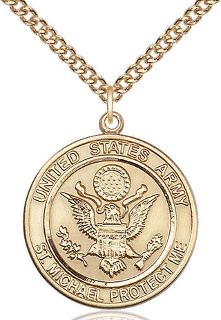 14kt Gold Army St Michael Medal Engraved Catholic Saint Jewelry