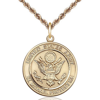 14kt Gold Army St Michael Medal Engraved Catholic Saint Jewelry