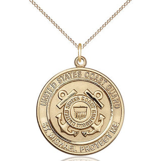 14kt Gold Coast Guard St Michael Medal Engraved Catholic Saint Jewelry