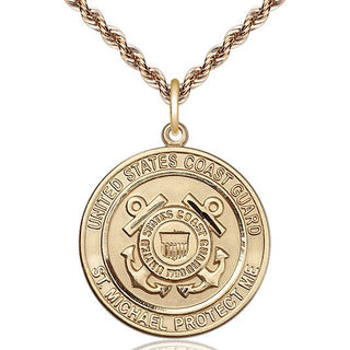 14kt Gold Coast Guard St Michael Medal Engraved Catholic Saint Jewelry