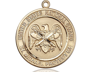 14kt Gold National Guard St Michael Medal Engraved Catholic Saint Jewelry
