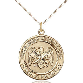 14kt Gold National Guard St Michael Medal Engraved Catholic Saint Jewelry