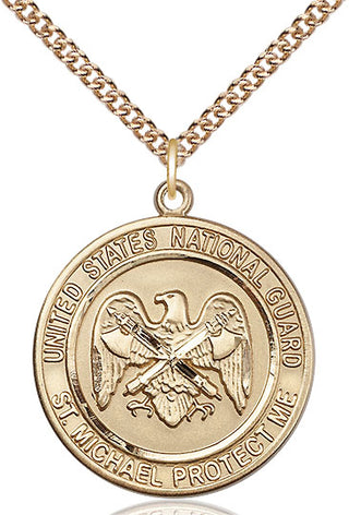 14kt Gold National Guard St Michael Medal Engraved Catholic Saint Jewelry