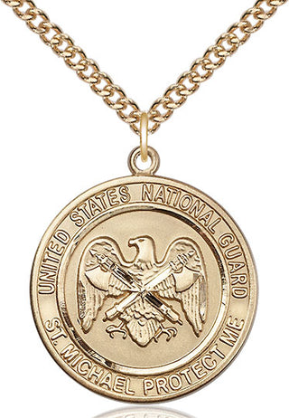 14kt Gold National Guard St Michael Medal Engraved Catholic Saint Jewelry