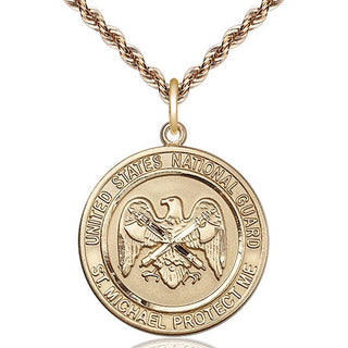 14kt Gold National Guard St Michael Medal Engraved Catholic Saint Jewelry