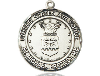 Sterling Silver Air Force St Michael Medal Engraved Catholic Saint Jewelry