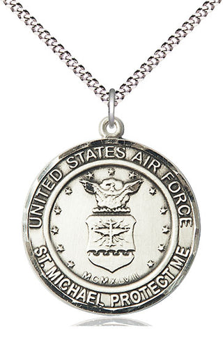Sterling Silver Air Force St Michael Medal Catholic Jewelry Engraved Catholic Saint Jewelry