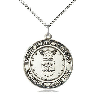 Sterling Silver Air Force St Michael Medal Catholic Jewelry Engraved Catholic Saint Jewelry