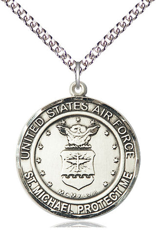 Sterling Silver Air Force St Michael Medal Catholic Jewelry Engraved Catholic Saint Jewelry