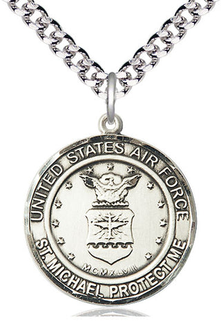 Sterling Silver Air Force St Michael Medal Catholic Jewelry Engraved Catholic Saint Jewelry