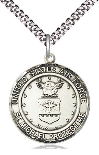 Sterling Silver Air Force St Michael Medal Catholic Jewelry Engraved Catholic Saint Jewelry