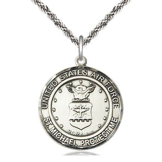 Sterling Silver Air Force St Michael Medal Catholic Jewelry Engraved Catholic Saint Jewelry