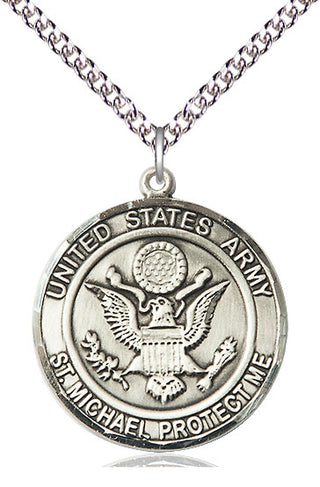 Sterling Silver Army St Michael Medal Catholic Jewelry Engraved Catholic Saint Jewelry