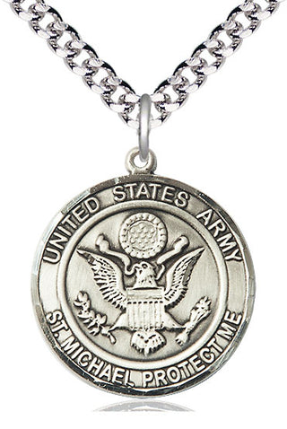Sterling Silver Army St Michael Medal Catholic Jewelry Engraved Catholic Saint Jewelry