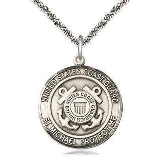 Sterling Silver Coast Guard St Michael Medal Catholic Jewelry Engraved Catholic Saint Jewelry