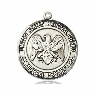 Sterling Silver National Guard St Michael Medal Engraved Catholic Saint Jewelry