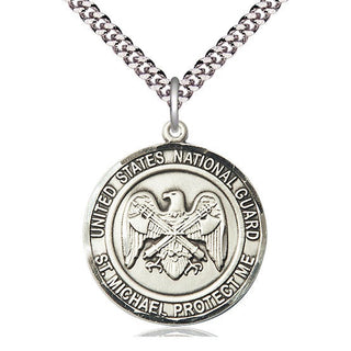 Sterling Silver National Guard St Michael Medal Catholic Jewelry Engraved Catholic Saint Jewelry