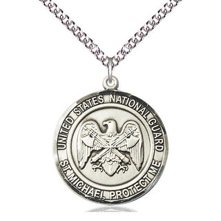 Sterling Silver National Guard St Michael Medal Catholic Jewelry Engraved Catholic Saint Jewelry