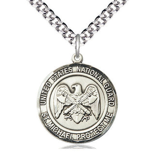 Sterling Silver National Guard St Michael Medal Catholic Jewelry Engraved Catholic Saint Jewelry