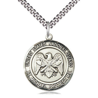 Sterling Silver National Guard St Michael Medal Catholic Jewelry Engraved Catholic Saint Jewelry