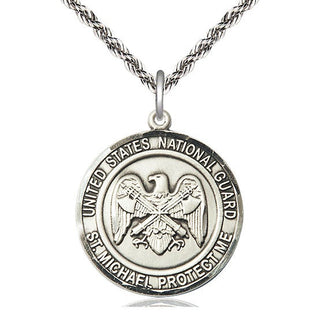 Sterling Silver National Guard St Michael Medal Catholic Jewelry Engraved Catholic Saint Jewelry