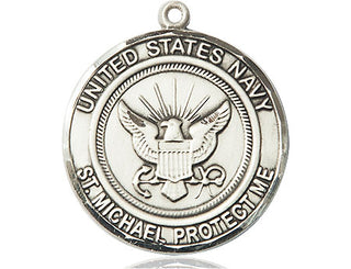 Sterling Silver Navy St Michael Medal Engraved Catholic Saint Jewelry