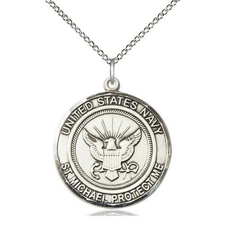 Sterling Silver Navy St Michael Medal Catholic Jewelry Engraved Catholic Saint Jewelry