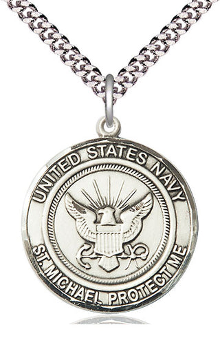 Sterling Silver Navy St Michael Medal Catholic Jewelry Engraved Catholic Saint Jewelry