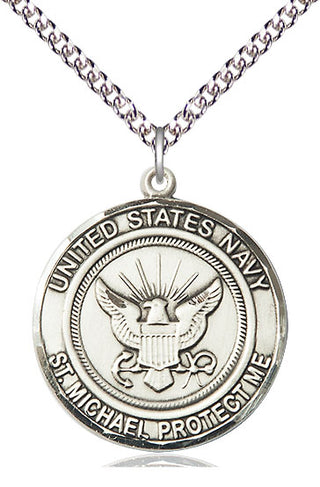 Sterling Silver Navy St Michael Medal Catholic Jewelry Engraved Catholic Saint Jewelry