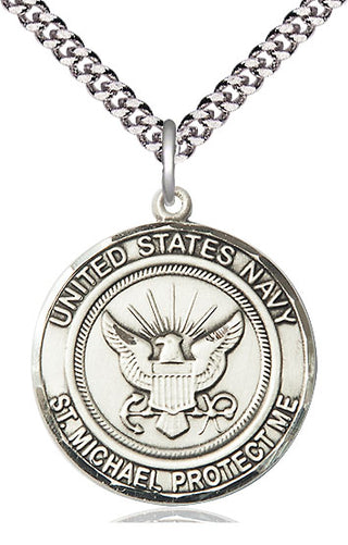 Sterling Silver Navy St Michael Medal Catholic Jewelry Engraved Catholic Saint Jewelry