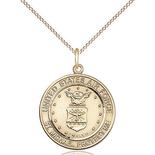 14kt Gold Filled Air Force St Michael Medal Religious Jewelry Engraved Catholic Saint Jewelry