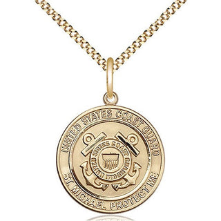 14kt Gold Filled Coast Guard St Michael Medal Religious Jewelry Engraved Catholic Saint Jewelry