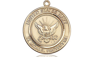 14kt Gold Filled Navy St Michael Medal Engraved Catholic Saint Jewelry