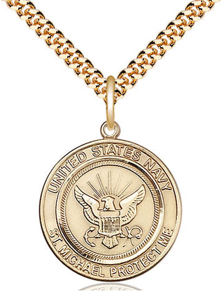 14kt Gold Filled Navy St Michael Medal Religious Jewelry Engraved Catholic Saint Jewelry