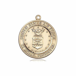 14kt Gold Air Force St Michael Medal Engraved Catholic Saint Jewelry