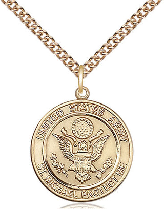 14kt Gold Army St Michael Medal Engraved Catholic Saint Jewelry