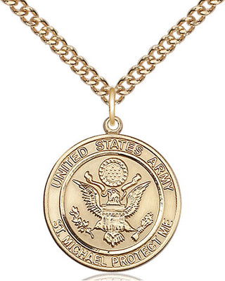 14kt Gold Army St Michael Medal Engraved Catholic Saint Jewelry