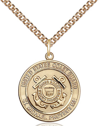 14kt Gold Coast Guard St Michael Medal Engraved Catholic Saint Jewelry