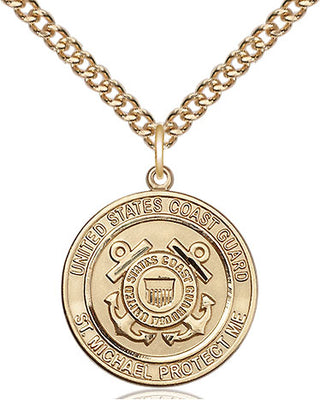 14kt Gold Coast Guard St Michael Medal Engraved Catholic Saint Jewelry