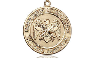 14kt Gold National Guard St Michael Medal Engraved Catholic Saint Jewelry