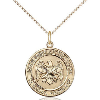 14kt Gold National Guard St Michael Medal Engraved Catholic Saint Jewelry