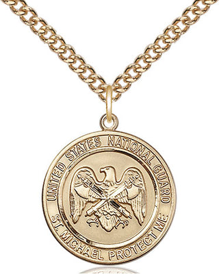 14kt Gold National Guard St Michael Medal Engraved Catholic Saint Jewelry