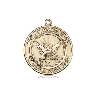 14kt Gold Navy St Michael Medal Engraved Catholic Saint Jewelry